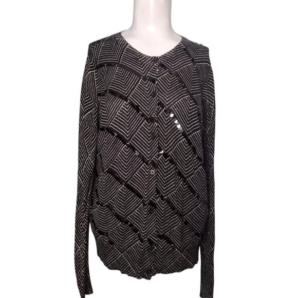 Ann Taylor Loft Sequin Lightweight Cardigan Sweater Size L Preppy Career Modal - Picture 1 of 6